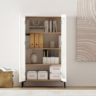 Manhattan Comfort - Armoire de Décoration Moderne Abbey 31,5 po - Érable et Blanc Cassé-Portes élégantes sans poignées pour un aspect épuré et dégagé