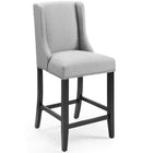 Modway - Baron Tissu rembourré Tabouret de comptoir - Gris clair - Ensemble de 2-Finition de tête de clou polie