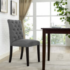 Modway - Duchess Bouton touffé Tissu Chaise à manger - Gris-Pieds en caoutchouc massif