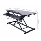 Rocelco - Élévateur de bureau réglable Hi-Lift de 43 po - Noir-Poignée latérale facile à soulever.