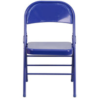 Flash Furniture - Chaise pliante de la série HERCULES COLORBURST en métal bleu cobalt à triple entretoise et double charnière-Ensemble de 4 chaises pliantes en métal