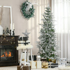 HOMCOM - Sapin de Noël artificiel 6' forme crayon enneigé - vert-Vaporisé de neige artificielle pour ajouter un aspect hivernal 