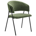 Modway - Nella Rembourré Chenille à bruyère Chaises de salle à manger Ensemble de 2 - Eucalyptus Black-Goupilles de pied protectrices