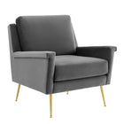 Modway - Chesapeake Performance Velvet Fauteuil - Gris or-Fauteuil d’accent moderne