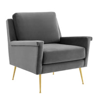 Modway - Chesapeake Performance Velvet Fauteuil - Gris or-Fauteuil d’accent moderne