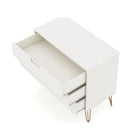 Manhattan Comfort - Rockefeller commode 3 tiroirs style mi-siècle moderne 35,24" - blanc cassé - lot de 2-Parfait pour le rangement ou l’exposition d’objets Kit anti-basculement inclus