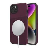 AXS - PROTech Plus PROTech Plus étui compatible magsafe anti-choc avec double couche pour Apple iPhone 15 Plus - Sangria-Résistant aux chutes jusqu’a 10 pieds