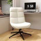 Homy Casa - Chaise de bureau ergonomique avec tissu chenille - Beige ivoire-Base robuste noire à 5 branches avec pivotement à 360 degrés