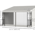 Outsunny - Pergola gazebo mural 10 pi l x 13 pi L avec rideaux et moustiquaires - beige-Équipé de trous de drainage pratiques