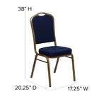 Flash Furniture – Chaise banquet empilable Hercules, dossier couronne, tissu bleu marine à motifs, châssis doré, 4/pqt-Conception à dossier couronne