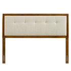 Modway - Draper Touffe Tissu et bois Tête de lit complète, Noyer beige-Options de cadre de lit interchangeables
