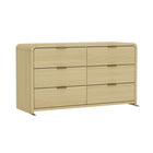 Manhattan Comfort - Grace commode double moderne 60" - chêne naturel et or-Comprend 6 tiroirs avec extension de 0,75