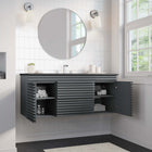 Modway - Render Fixation murale de 48" Vanette de salle de bain - Gris Noir-Tiroirs à extension complète