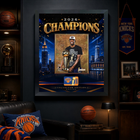 Frameworth - Cadre photoglass de OG Anunoby des New York Knicks trophée du championnat 2026 - 18 po l x 22 po H - or-7