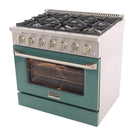 Kucht - 36 po Série KNG Cuisinière Pro Style au gaz propane - Acier inoxydable/Vert-Les brûleurs étanches facilitent le nettoyage de la cuisinière