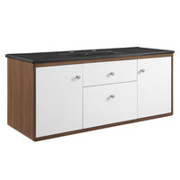 Modway - Transmit 48" Vanité de salle de bain murale - Noir noyer-Vanité moderne du milieu du siècle