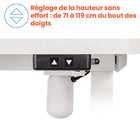 Motionwise - Bureau ergonomique assis-debout à moteur unique série M1 - Blanc-Mouvement fluide grâce au moteur unique : Passez aisément entre les positions avec le système de moteur unique fiable, garantissant un ajustement silencieux et sans effort