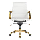 Plata Import - Antoni chaise de bureau en cuir PU tapisserie d'ameublement cadre doré à dossier bas, Blanc-Socle Chrome'