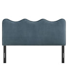 Modway - Athena Velours de performance résistant aux taches Tête de lit Queen size, Bleu Cadet-Assemblée requise