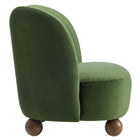Modway - Monroe Performance Velvet Chaise d’accent - Noyer vert mousse-Soutien de ressort sinueux