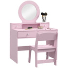 Qaba - Coiffeuse pour enfants avec miroir et tabouret - Rose-Colour: Pink 