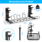 ShoppingAll - Plateau de rangement de câbles sous le bureau avec 10 attaches de câbles - Noir - Paquet de 4-CONSTRUCTION ROBUSTE: Fabriqué en acier revêtu de poudre durable, le plateau peut supporter jusqu’à 10 kg de câbles, fils et accessoires sans s’affaisser ni se casser.