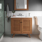 Modway - Birdie 36" Bois de teck Armoire de toilette de salle de bain (lavabo non inclus) - Naturel-Charnières à fermeture douce