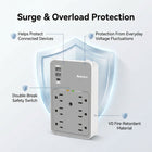ShoppingAll - Huntkey multiprise murale avec parasurtenseur, 6 prises et 3 ports USB - Paquet de 2-Fabriqué en matériau ignifuge V0 avec barre de cuivre intégrée, certifié ETL et FCC
