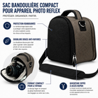 Vangoddy - Sac à bandoulière rembourré pour appareil photo - gris acier-Le format compact de 7,5 po L x 6,5 po l x 4,8 po H offre une protection sans encombrement inutile