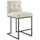 Modway - Privy Acier inoxydable noir Tissu rembourré Tabouret de comptoir - Noir beige-Tabouret de comptoir de cuisine Glam Deco