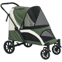 PawHut - Poussette pliable pour animaux de compagnie pour petits, moyens et grands chiens, jusqu’à 66 lb - vert foncé-Grande taille pour les chiens jusqu’à 66 lb (30 kg) et 26,8 po (68 cm) de long 