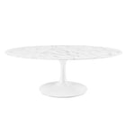 Modway - Lippa Ovale de 48 po Faux marbre Table basse - Blanc-Table basse moderne