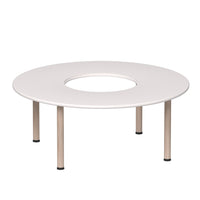 Beleduc Furniture - table ronde de classe Emmanuele - avec un trou rond au centre - 120 L X 120 W cm - blanc-Table en forme de beignet pour les écoles, les garderies, les salles de jeux et les maisons