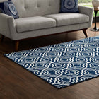Modway - Frame Treillis marocain de transition Tapis de comédie 8 pi l x 10 pi L - Bleu marocain et ivoire-Dessous en caoutchouc de prise