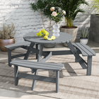 Outsunny - Ensemble table de pique-nique avec bancs et trou pour parasol pour 6 personnes - gris-Design à lattes permettant à l'eau de pluie de s'écouler rapidement, facile à entretenir