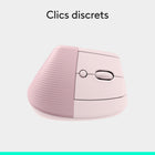 Logitech - Lift Souris Ergonomique Verticale - Rose-Les pièces en plastique de Lift contiennent du plastique post-consommation certifié recyclé (Graphite: 70%, Rose et Off-white: 54%; hors plastique dans le récepteur, la batterie, le circuit imprimé (PWA), le câble FFC et l'emballage)