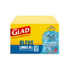 50 Sacs bleus longs ForceFlex de Glad pour la récupération d’une capacité de 45 L-SACS DE RECYCLAGE GRANDS BLEU: Boîte de 50 sacs de recyclage Glad de 45 L, bleus