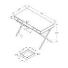Monarch Specialties - 7211 Bureau 48 po L - Blanc Lustre/Metal Chrome-Ce bureau blanc lustré est muni d'une base en métal chromé en X contemporaine qui offre une robustesse accrue 