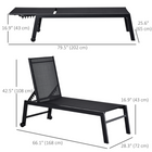 Outsunny - Chaise longue de patio avec dossier réglable 5 positions - noir-Tissu en maille offrant une excellente respirabilité