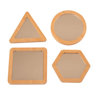 Learn Well - YUSE0321 Petits miroirs de forme rectangulaire - Ensemble de 4-Miroirs en bois magnifiquement conçus, parfaits pour les petites mains pour explorer les reflets.