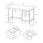 Monarch Specialties - 7150 Bureau 48 po L - Taupe Fonce/Metal Argent-La configuration réversible permet de l'installer à gauche ou à droite pour l'adapter à vos besoins et créer un espace de travail fonctionnel ; la finition sur tous les côtés permet de le placer n'importe où dans une pièce.