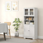 HOMCOM - Armoire de cuisine moderne avec portes vitrées - blanc-Couleur : Blanc  