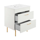 Modway - Daybreak 24" Vanette de salle de bain - Blanc blanc-Trous de robinet centraux 8"