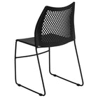 Flash Furniture – Chaise traîneau empilable HERCULES avec ouverture d’aération, capacité de 661lb, noir (RUT498ABK)-S'empile jusqu'à 5 chaises de hauteur