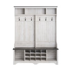 Prepac - Cabinet d'entrée Rustic Ridge Farmhouse 60 po avec rangement pour chaussures - Blanc vieilli-Fini en stratifié durable