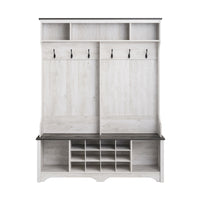 Prepac - Cabinet d'entrée Rustic Ridge Farmhouse 60 po avec rangement pour chaussures - Blanc vieilli-Fini en stratifié durable