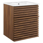 Modway - Render Fixation murale de 18" Vanette de salle de bain - Blanc noyer-Vanité moderne du milieu du siècle