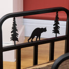 Outsunny - Porte-bûches avec motif ours et sapin- range-bûches- noir-Grande capacité, peut stocker jusqu'à 110 lb (50 kg) de bois de chauffage 