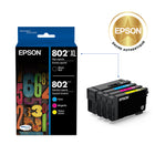 Epson - Cartouches d’encre 802 - Noir grande capacité/Couleur standard CMJ-Manipulation sans souci - impressions résistantes au maculage, à la décolouration et à l’eau