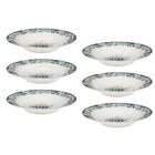 Casa Domani - Assiette à soupe Rosetta Antique Bleu Rim - 23 cm - Lot de 6-Fait de porcelaine avec des décalcomanies pour améliorer les détails complexes.